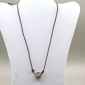 Taramanda Necklace & Earring Set, Brown Rope with a Decorative Ball, Boho, NWOT